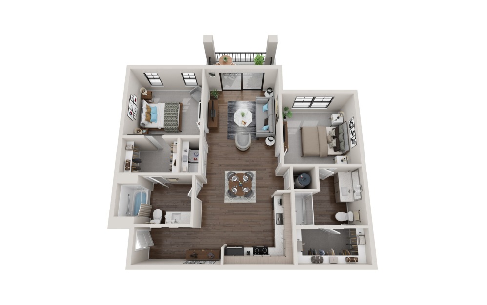 The Homestead 2 Bed and 2 Bath Apartment Floorplan at Adams Hill